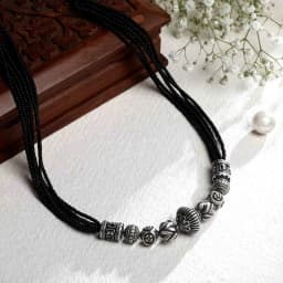 Silver Bead Oxidised Mangalsutra