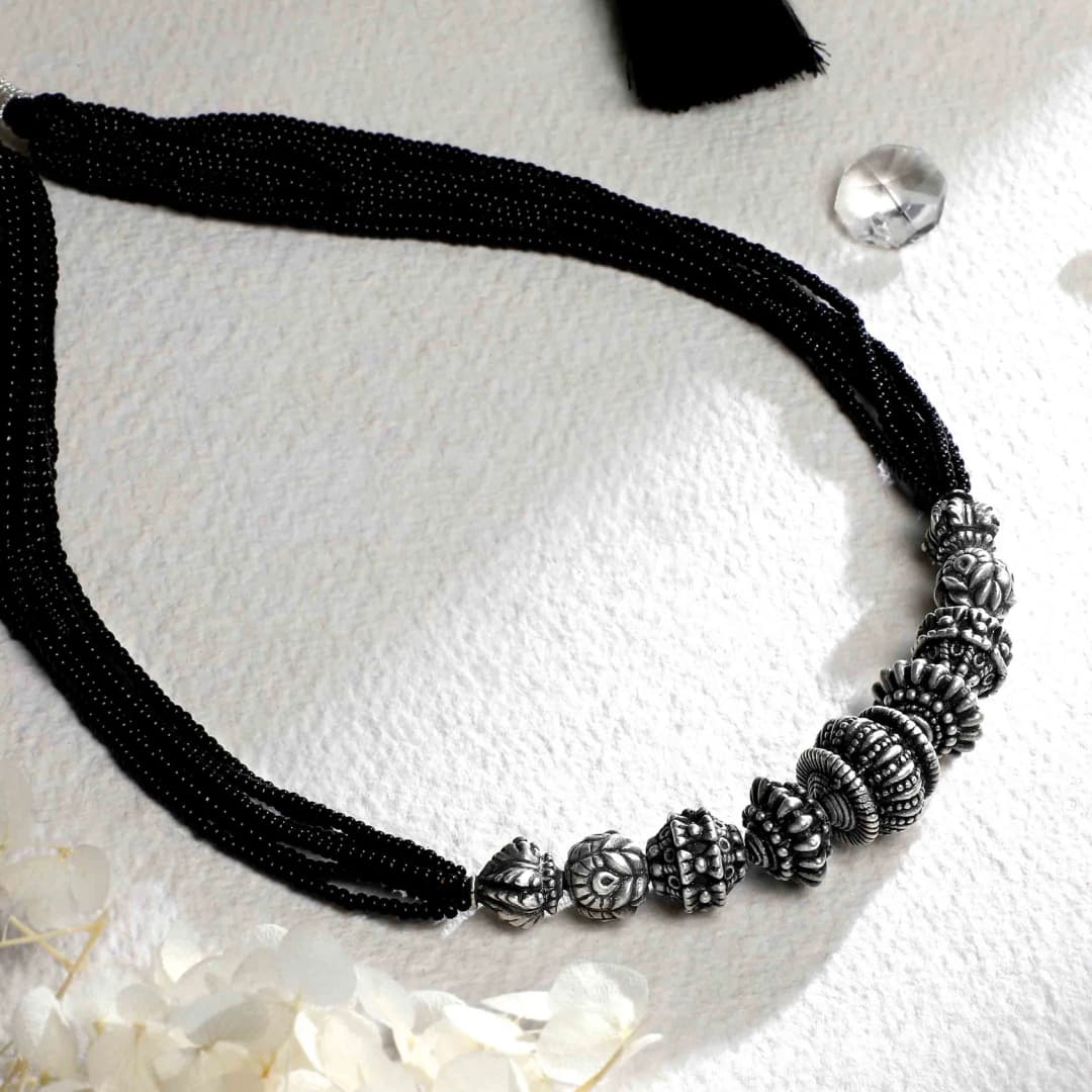 Classic Silver Oxidised Mangalsutra