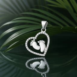 Silver Heart Baby Feet Locket
