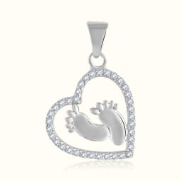 Silver Heart Baby Feet Locket
