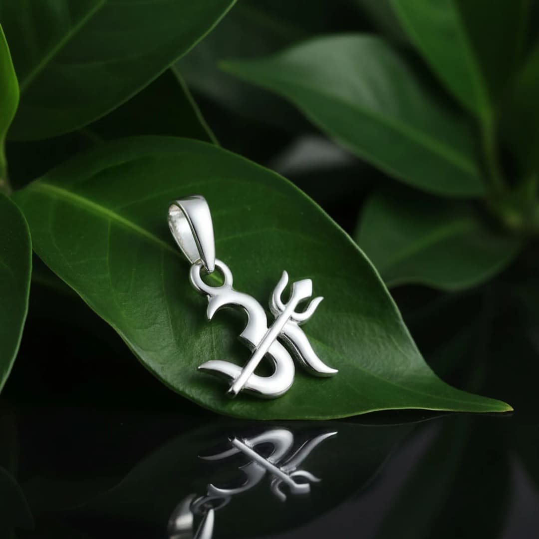 Trishul Om Silver Locket