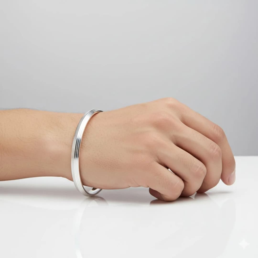 Designer Silver Men Kada