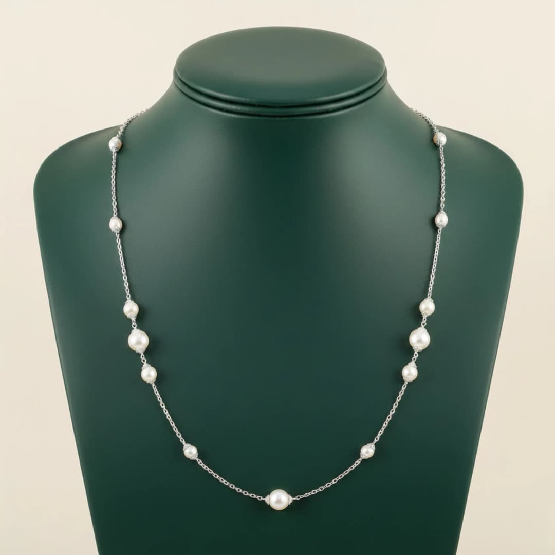 Akoya Pearls Silver Mala
