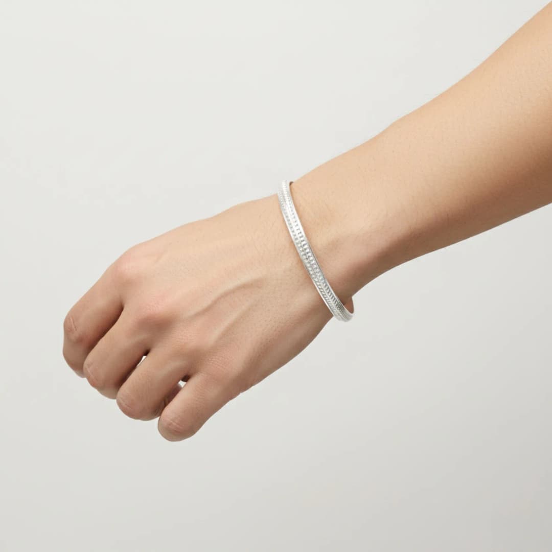 Sterling Silver Grooved Kada