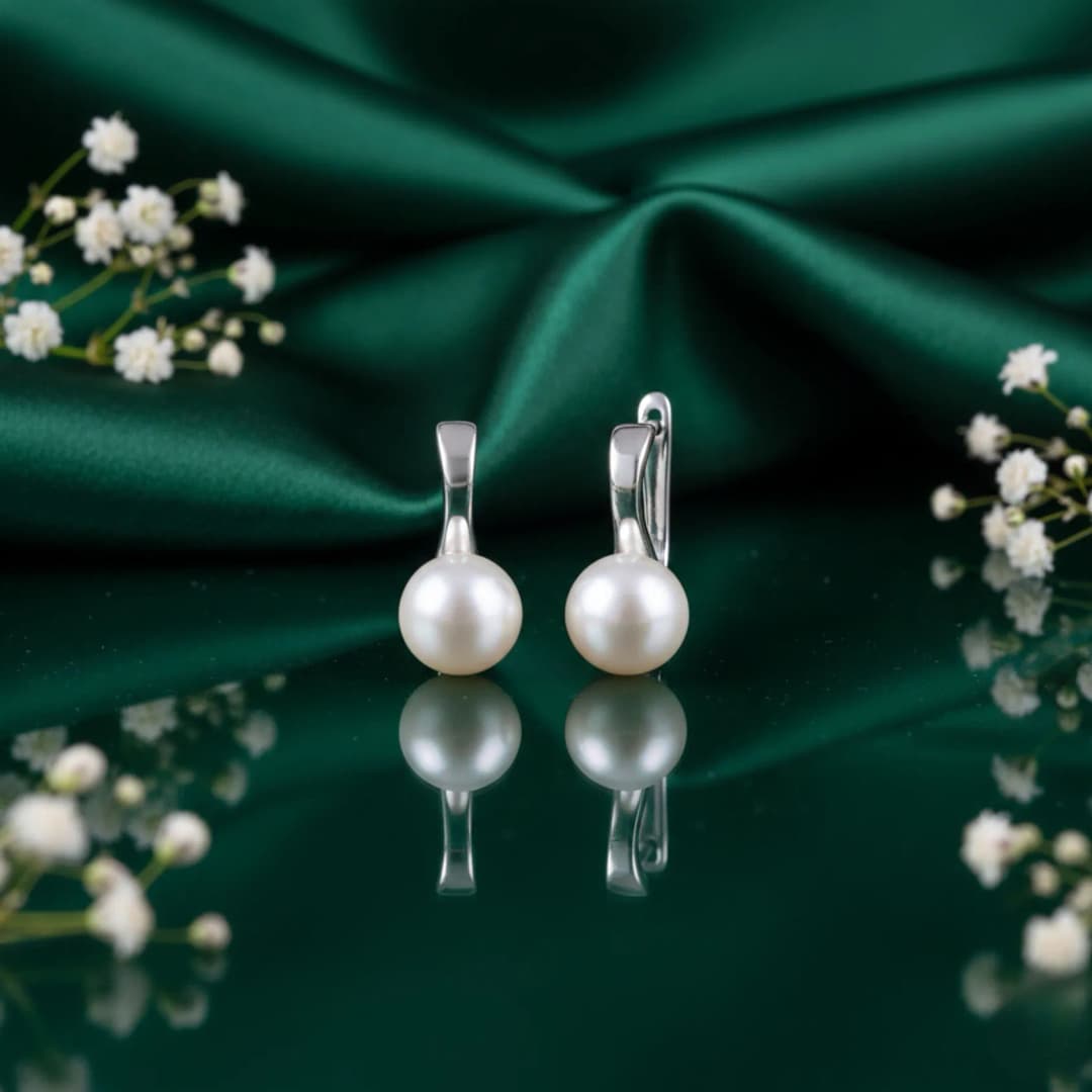Petal Pearl Silver Studs