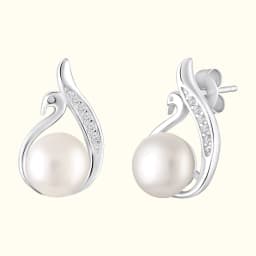 Celestial Curve Pearl Silver Studs