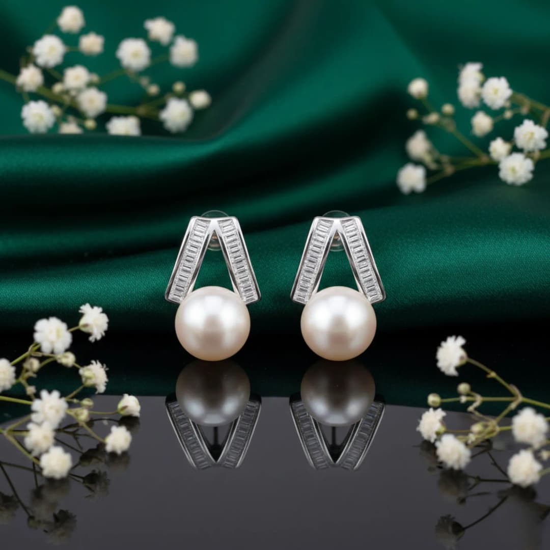 Trendy Small Pearl Silver Earrings