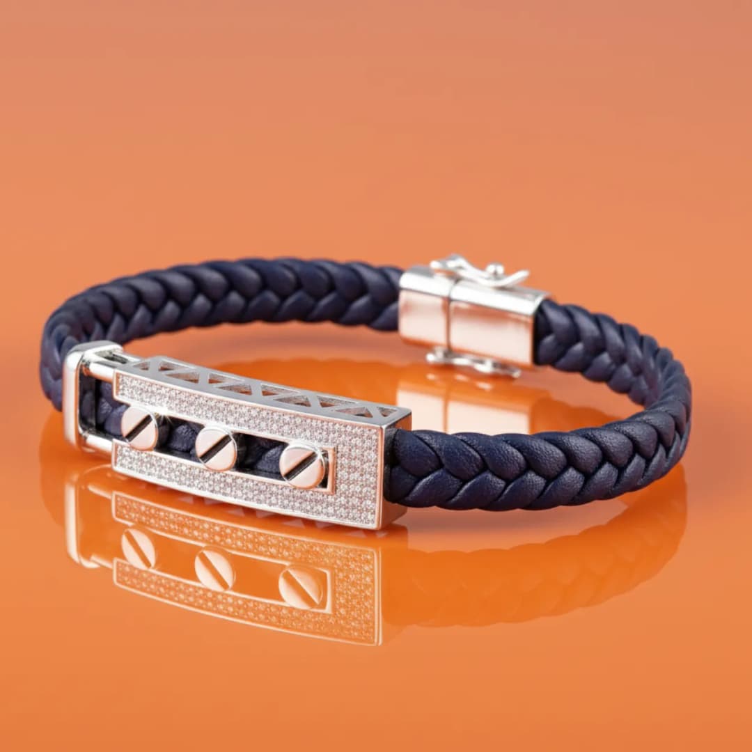 Axton Mens Silver Band Bracelet