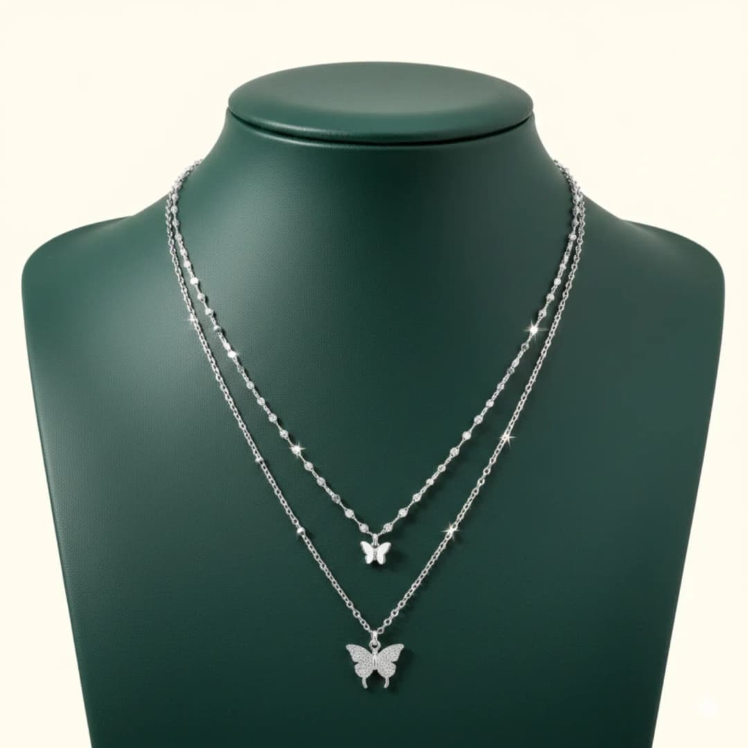 Silver Butterfly Layered Chain