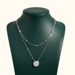 Silver Layered Circle Pendant Necklace