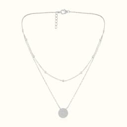 Silver Layered Circle Pendant Necklace