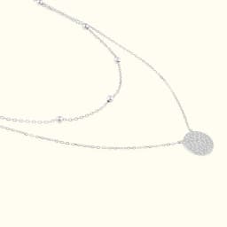 Silver Layered Circle Pendant Necklace