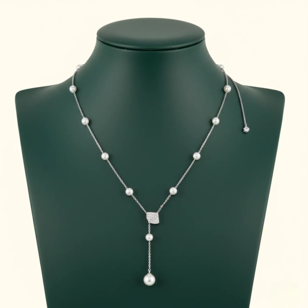 HaloPearl Sterling Silver Y Chain
