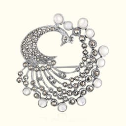 Marcasite Sterling Silver Peacock Pearl Brooch Pin
