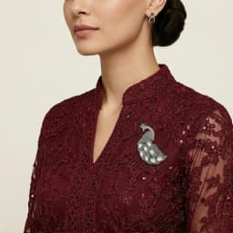 Marcasite Style Silver Peacock Brooch Pin