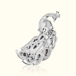 Marcasite Style Silver Peacock Brooch Pin