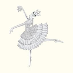 Sterling Silver CZ Ballerina Brooch Pin