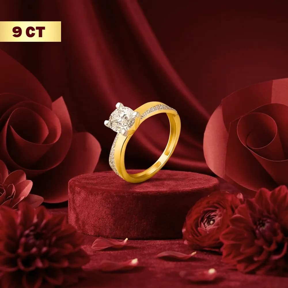 Stellar 9CT Gold Round AD Solitaire Diamond Ring