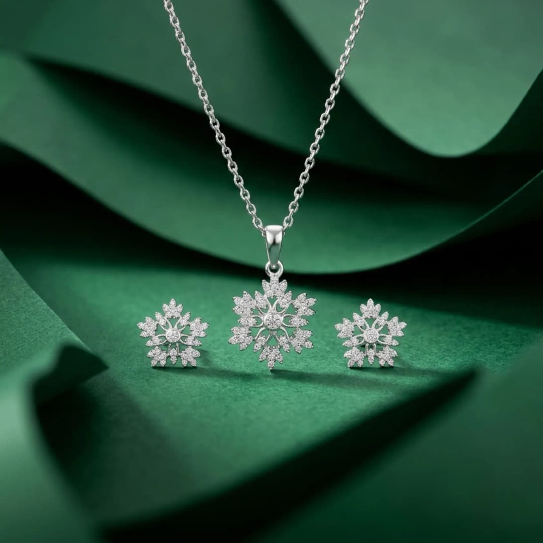 Icelia 92.5 Silver Necklace Set