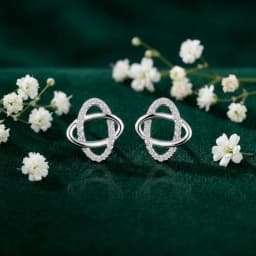 Silver Interlocking Geometric Earrings