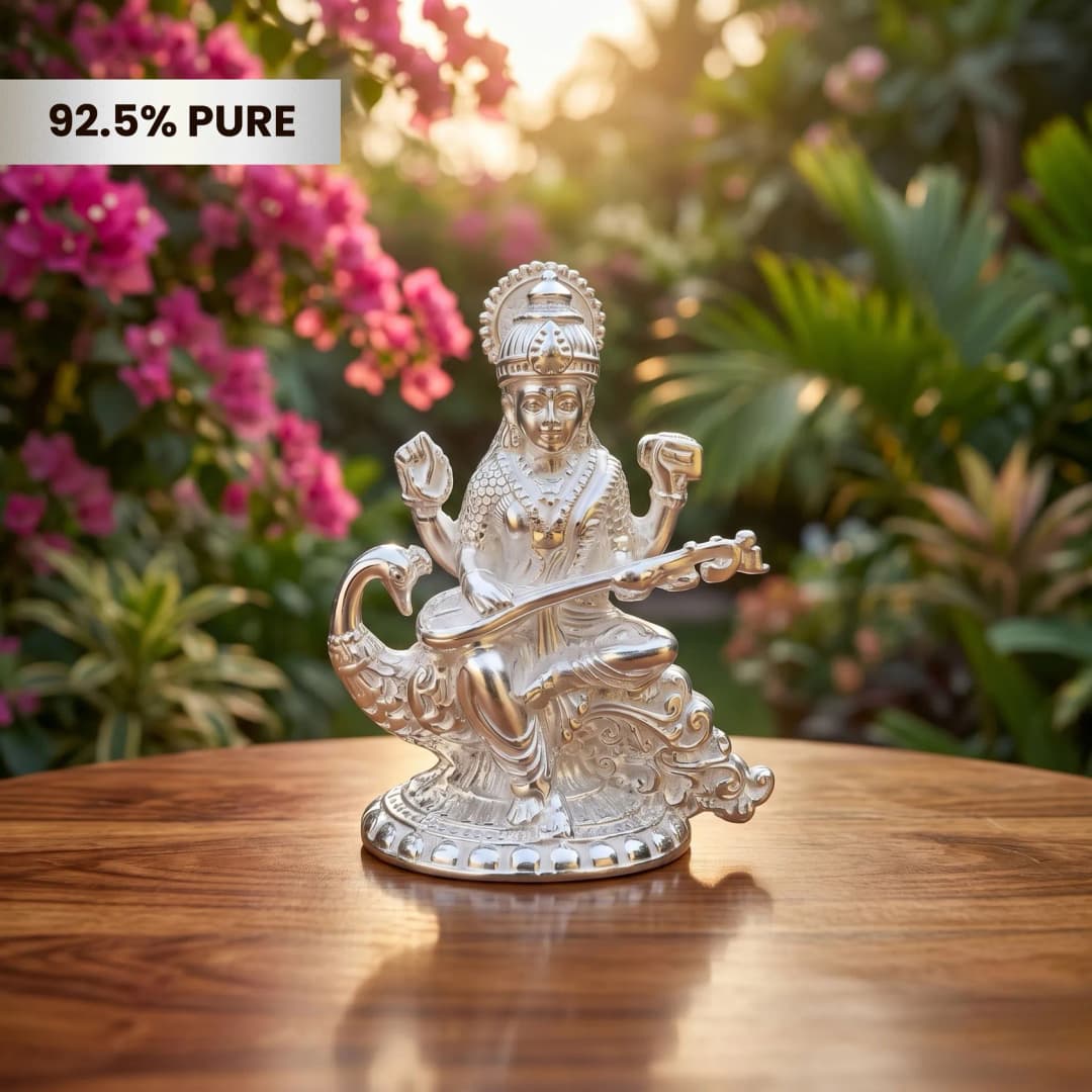 Pure Silver Saraswati Idol