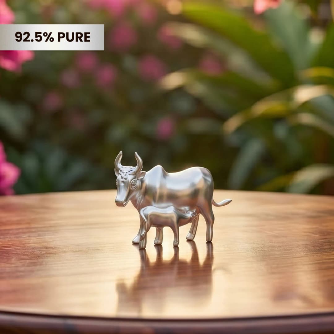 Silver Cow and Calf Idol