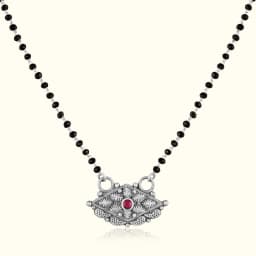 Oxidised Silver Floral Mangalsutra