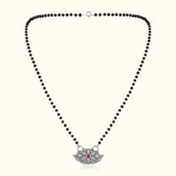 Oxidised Silver Floral Mangalsutra