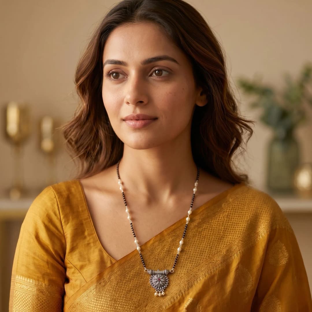 Moti Kolhapuri Silver Mangalsutra