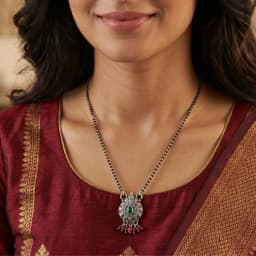Vrindavan Floral Silver Mangalsutra