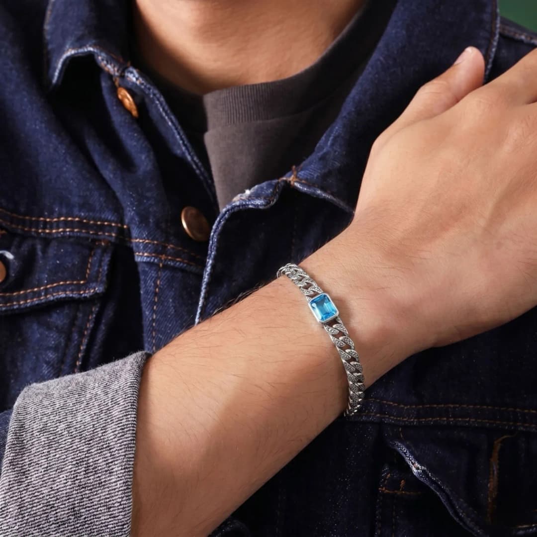 Aqua Glacier Silver Bracelet