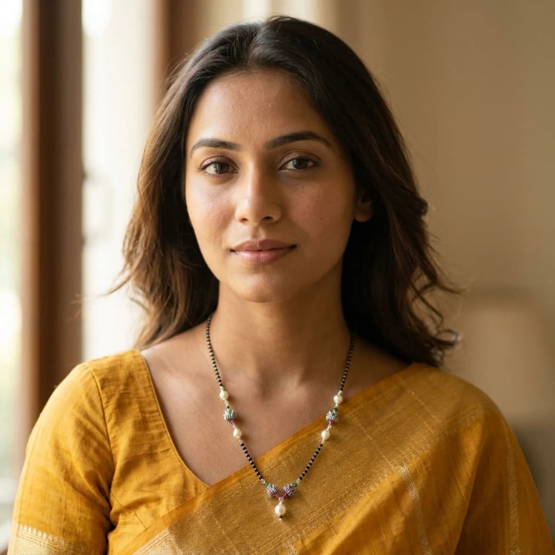 Silver Oxidised Moti Mangalsutra
