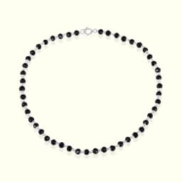 Black Beads Silver Anklet