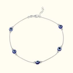 Silver Evil Eye Anklet