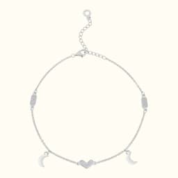 Lunar Love Studded Silver Anklet