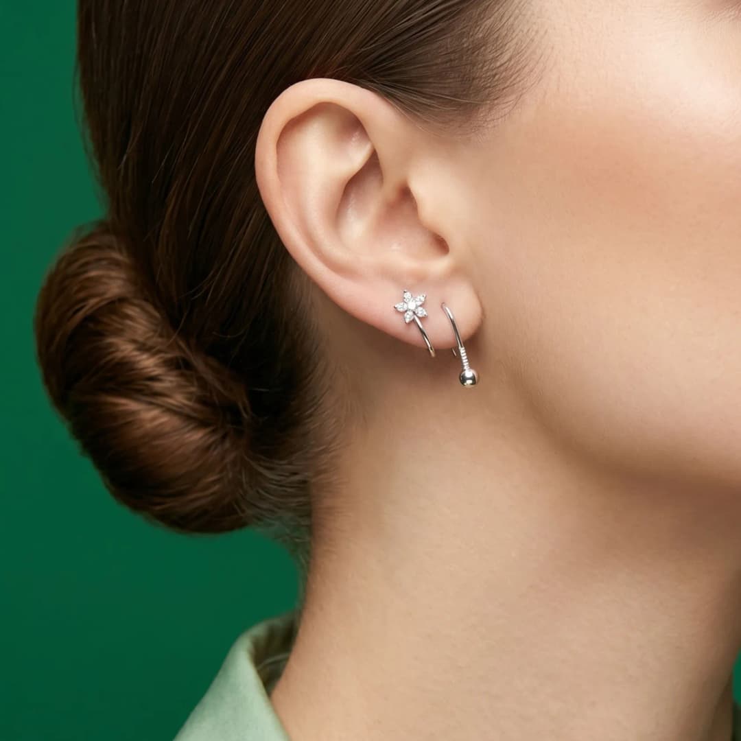 Twinkle Star Silver Earrings
