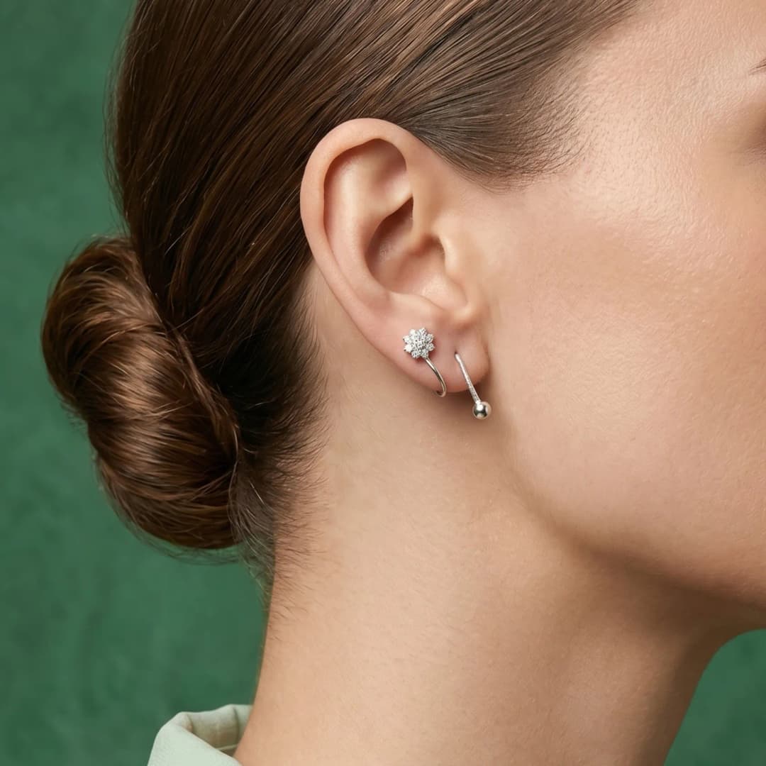 Starluxe Diamond Silver Ear Climbers