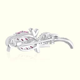 Pink Bird Silver Brooch