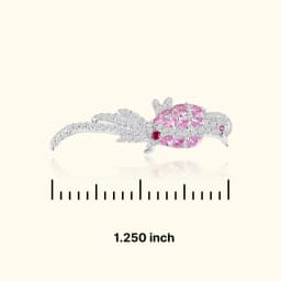 Pink Bird Silver Brooch