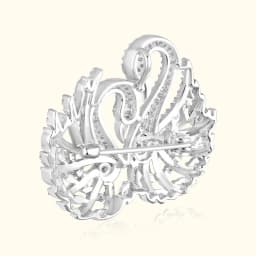 Elegant Swan Pair Silver Brooch