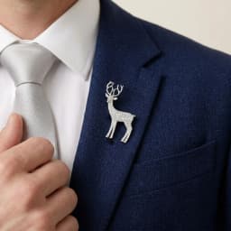 Designer Deer Silver Brooch
