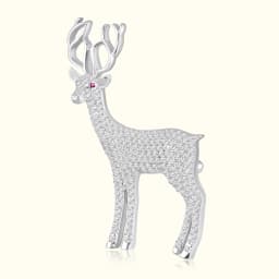 Designer Deer Silver Brooch