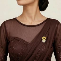 Golden Owl Silver Brooch