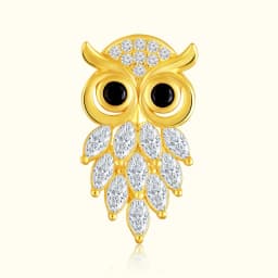 Golden Owl Silver Brooch