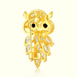 Golden Owl Silver Brooch