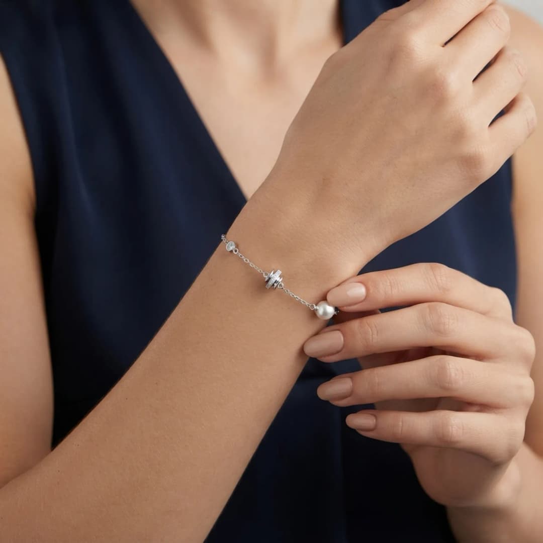 Pearl Accent Silver Bracelet