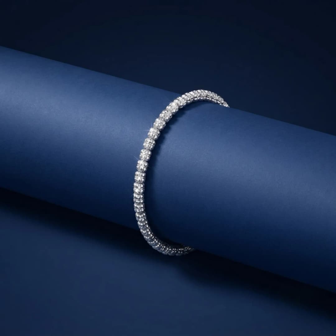 Sparkling Crystal Line Silver Bracelet