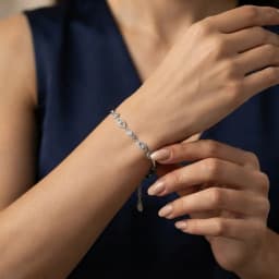 Sleek Styled Studded Silver Bracelet