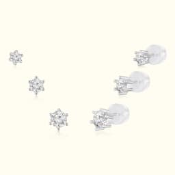 Silver Earrings Set of Three Graduated Pairs