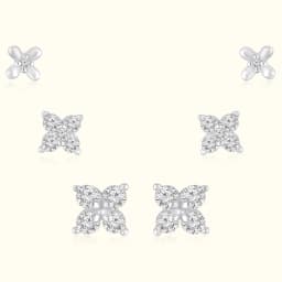 Sterling Silver Flower Earring Set